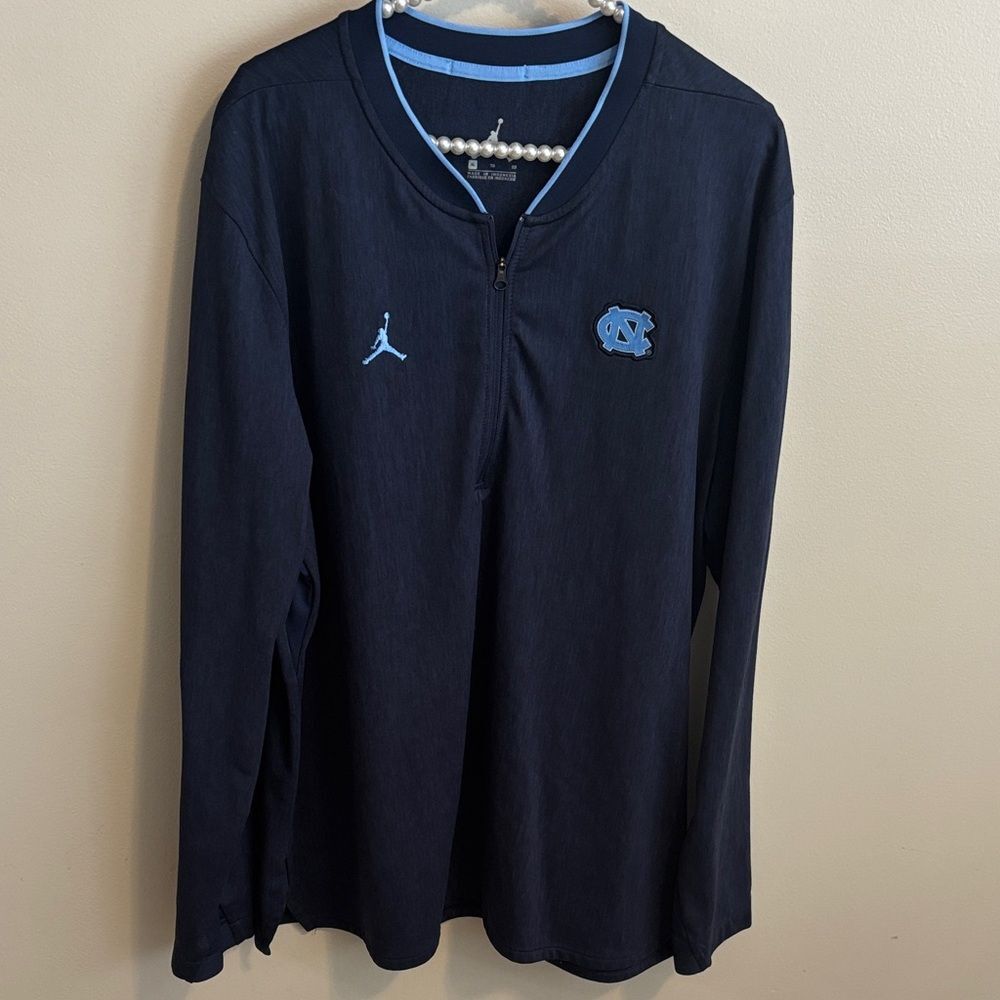 Nike Jordan UNC Tar Heels 1/4 Zip Training Pullover Mens XL Blue Chapel Hill